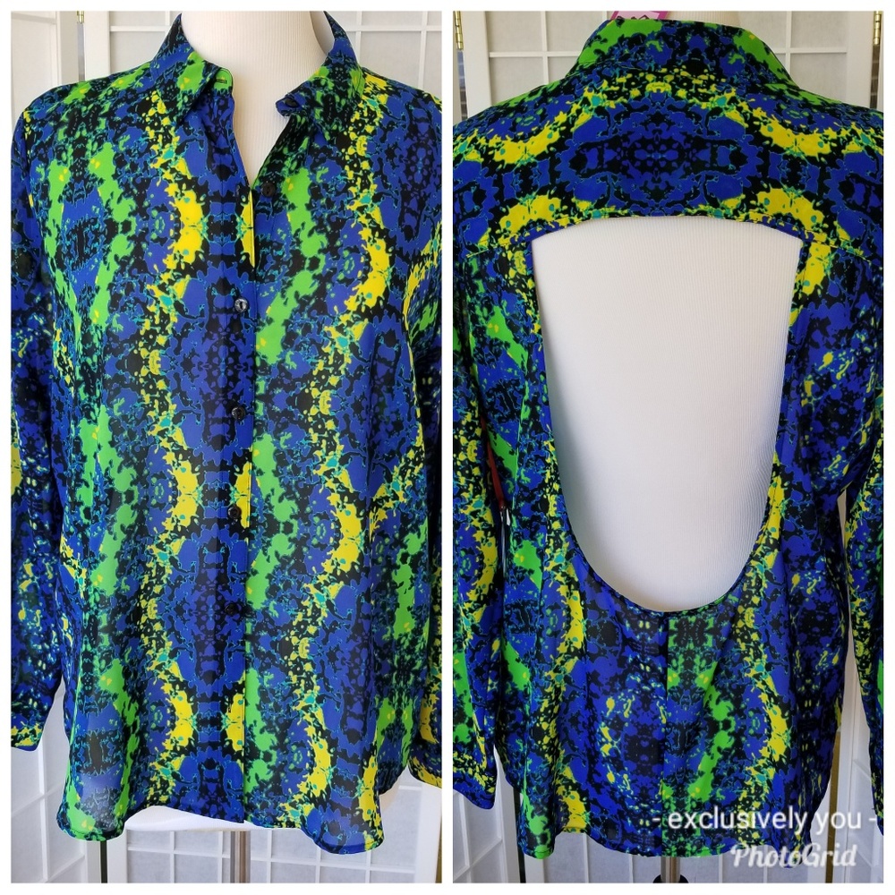 Lamour open back  button down shirt
